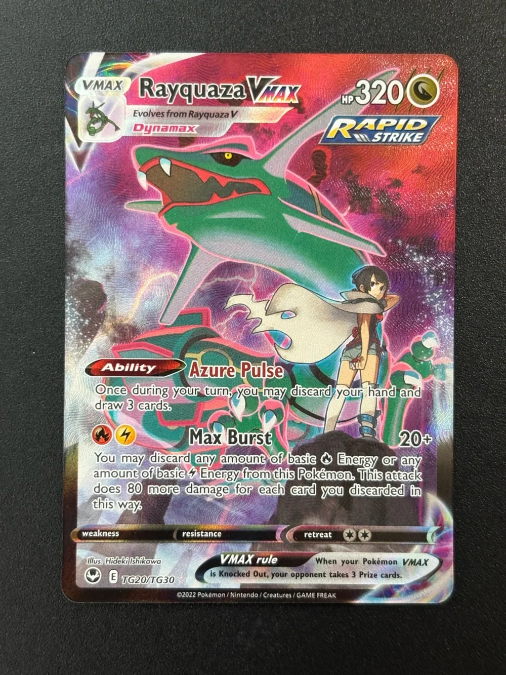 Pokemon Rayquaza VMAX Full Art - Green & Pink Holo